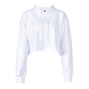 เสื้อฮู้ดโยคะผ้าฝ้ายสำหรับผู้หญิง พิมพ์โลโก้ได้ตามต้องการ ทรงหลวม ไหล่ตก มีเชือกผูกชายเสื้อ เหมาะสำหรับออกกำลังกาย เสื้อครอปฮู้ดดี้สำหรับสาวๆ - Product Image 6