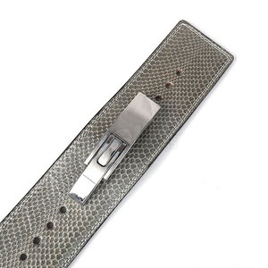 Cinturón de Cuero para Levantamiento de Pesas con Cierre de Hebilla, Soporte Lumbar Unisex, Ajustable, Superficie Texturizada Gris - Product Image 5