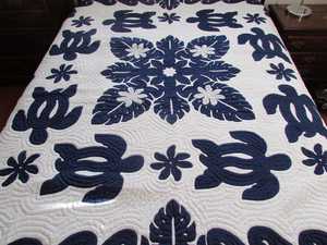 Designer Handmade Blue And White Turtule Pattern Hawaaiian Cotton Kantha <b>Quilts</b> For Home, Hotel <b>Bedding</b> Decoration Bedsheets - Product Image 3