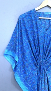 Robe longue en mousseline de soie à imprimé cachemire bleu bohème, sans manches, col halter, froncée, coupe ample, décontractée pour femme - Product Image 3