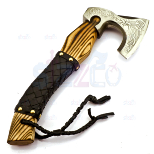Custom Forged Carbon Steel Viking Style <b>Axe</b> Bearded <b>Axe</b> Ash <b>Wood</b> Tomahawk Premium Leather Sheath Best Gift Premium Hammer <b>Axe</b> - Product Image 2