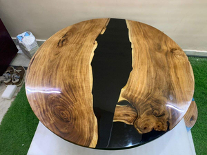 Mesa de Comedor de Madera de Acacia y Resina Hecha a Mano, Moderna y de Lujo, Impermeable, para Sala de Estar, Bodas, Aniversarios, Celebraciones de Diwali - Product Image 4