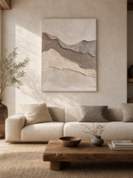 Toile abstraite texturée aux tons terreux, art mural minimaliste rustique sans cadre, décoration intérieure pour chambre à coucher