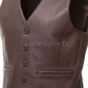 เสื้อกั๊กหนังผู้ชายเสื้อกั๊กหนังแท้สำหรับนักขี่จักรยานเสื้อกั๊กหนังแขนกุดแฟชั่นหนัง - Product Image 3