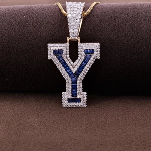 Collier avec pendentif lettre Y personnalisé, argent 925 plaqué or, charme en moissanite, bijoux hip hop, cadeau - Product Image 4