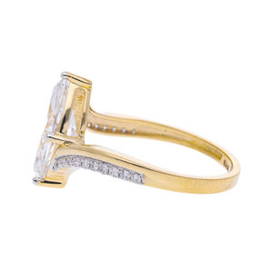 14K Solid Gold Marquise Cut Lab Grown Diamond <b>Ring</b> <b>Split</b> Shank Pave Band F VVS VS CVD Diamond Elegant Engagement <b>Ring</b> - Product Image 2