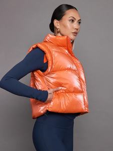 Gilet bouffant en toile moderne sans manches, étanche, fermeture éclair, col montant, logo avant, décontracté, durable, parfait, évasé, toute tenue unisexe - Product Image 5