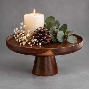 Handcrafted Wooden Cake Stand with Raised Pedestal Base for Cakes Pastries Desserts and Home Entertaining - Product Image 4