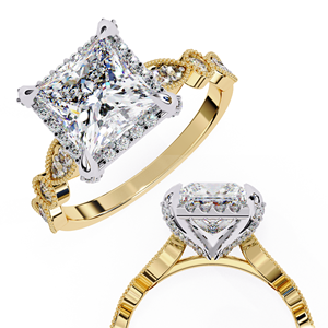 Bague de fiançailles, de mariage ou d'anniversaire en or massif 14 carats avec diamant de laboratoire taille princesse 2 carats, design de luxe - Product Image 4