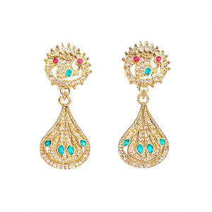 Fine Dangle Earrings Circle Peacock Style Jhumki - Product Image 2