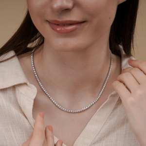 สร้อยคอเทนนิสเพชรเลี้ยงในห้องปฏิบัติการคุณภาพสูง พร้อมเพชรทรงกลมเจียระไนแบบบริลเลียนต์ VVS2 รับรองคุณภาพ ตัวเรือนทอง 14K 18K ของขวัญเหนือกาลเวลา - Product Image 1