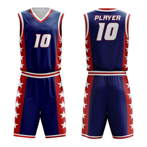 Conjunto de Uniforme de Baloncesto Sublimado Personalizado, Jugador 10, Rojo, Blanco, Azul, Estrellas, Sin Mangas, Unisex, Ropa Deportiva para Adultos - Product Image 1