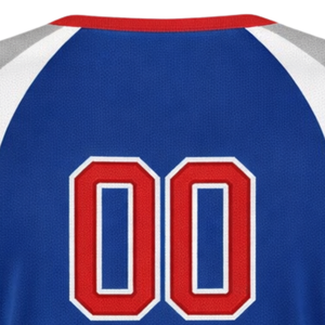 Camiseta de Softbol Sublimada con Cuello en V, Azul Rey, Rojo y Gris, Uniforme Personalizado para Equipo con Diseño de Número en la Espalda - Product Image 6