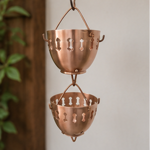 Chaîne de pluie décorative en cuivre découpé pour gouttière, évacuation des eaux de pluie extérieure, décoration suspendue pour jardin - Product Image 4