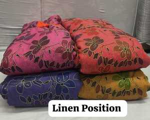 Tissu en lin pur de qualité supérieure, imprimé, naturel et respirant, idéal pour les costumes et les saris, parfait pour la confection de kurtis élégants pour femmes. - Product Image 3