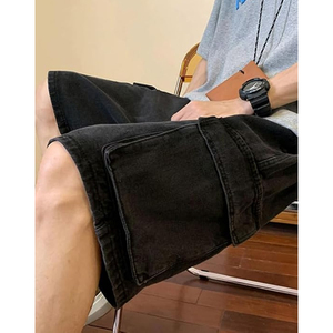Pantalones Cortos Vaqueros Unisex de Mezclilla con Lavado Ácido Personalizados, Estilo Urbano Holgado Vintage, 100% Algodón, Proveedor OEM ODM, Venta al por Mayor - Product Image 4