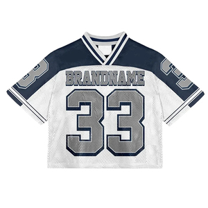 Maillot de football américain en mesh respirant, grande taille, imprimé par transfert thermique, manches courtes, vêtements de sport unisexes pour adultes - Product Image 5