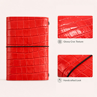 Couverture de carnet en cuir gaufré crocodile personnalisée A5, cahier rechargeable à trois volets avec sangle, cadeau de luxe en gros avec cordon élastique
