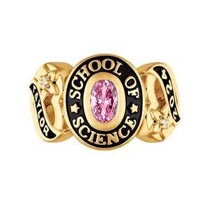 Bague de classement ovale en argent sterling 925 plaqué or jaune avec pierre de naissance personnalisée pour la remise des diplômes ou l'université - Product Image 2