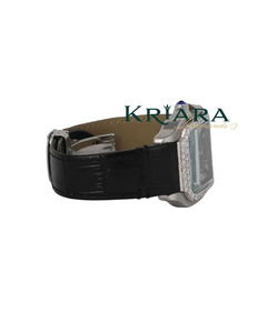 Reloj de Cuarzo Cuadrado Unisex de Acero Inoxidable con Correa de Cuero y Hebilla de Diamantes, Elegante Reloj Analógico - Product Image 3