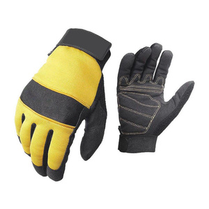 Gants de travail haute performance, robustes, paume renforcée et rembourrée, en cuir synthétique, avec poignet réglable, pour la construction - Product Image 1