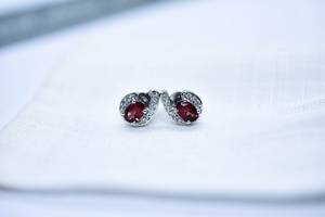 Pendientes de Granate Hechos a Mano, Pendientes de Plata de Ley 925 con Circonita Cúbica, Joyería Elegante para Mujer - Product Image 3