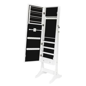 Specchio Decorativo Retro Bianco in PVC con Rivestimento Effetto Legno, Armadietto Portagioie con Specchio Integrato - Product Image 2
