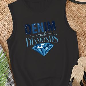 DENIM and DIAMONDS Camisetas sin mangas informales para mujer con frente de punto - Product Image 1