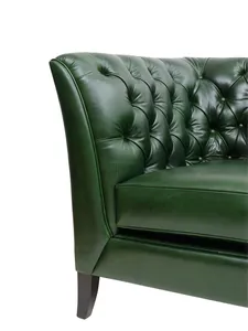 Sofá Chesterfield Inflable de Dos Plazas de Cuero Genuino de Lujo Moderno con Armazón de Madera para Sala de Estar - Product Image 6