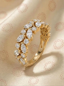 Elegant 925 Sterling <b>Silver</b> Moissanite <b>Eternity</b> <b>Ring</b> Luxury Iced Out Flower Design Full <b>Eternity</b> Band for Women - Product Image 2