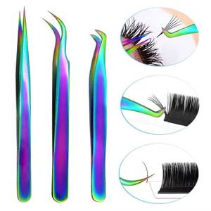 ชุดแหนบต่อขนตาสแตนเลสความแม่นยำสูง สีรุ้ง 3 ชิ้น พร้อมกล่อง - Product Image 2