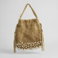 Handgebreide POTLI tas met parelkwast, Indiase etnische bruidsclutch, handtas voor bruiloft, feest en avond, clutch tas voor dames