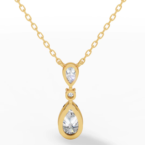 สร้อยคอเพชรทรงหยดน้ำ 14K ทองคำ ประดับเพชรเลี้ยงในห้องปฏิบัติการ |   จี้รูปลูกแพร์และทรงกลมประดับเพชรสามเม็ด |   เครื่องประดับงานแต่งงานสุดหรูสำหรับผู้หญิง - Product Image 2