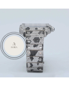 Reloj Deportivo de Acero Inoxidable con Bandera Americana para Hombre, Chapado en Oro Blanco, Cristal de Cuarzo, Completamente Adornado con Diamantes Moissanite, Regalo de Cumpleaños - Product Image 4