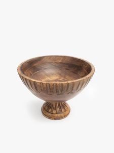 Cuenco de Madera Artesanal con Pedestal, Cuenco Decorativo de Madera Maciza, Cuenco Rústico para Frutas y Ensaladas, Centro de Mesa para Cocina y Comedor - Product Image 2