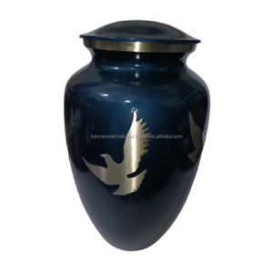 Urnas de cremación de metal sólido de diseño con acabado de mármol colorido Urnas conmemorativas únicas de estilo americano para cenizas - Product Image 4