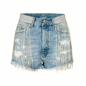 Womens Vintage Straight <b>Denim</b> Shorts <b>Stretch</b> High Waist Customized Color Wash Ripped Design Summer Fashion Casual Outfit - Product Image 1