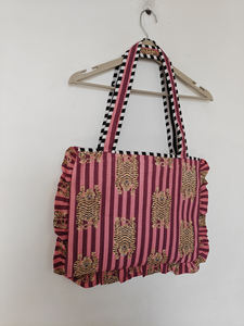 Shree Balajee Garments T-1 Tiger for Black Quilted <b>Ladies</b> <b>Laptop</b> <b>Bag</b> Cute Ruffle Shoulder <b>Bag</b> for Women - Product Image 3