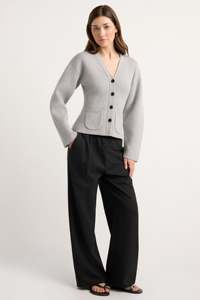 Cardigan Homme Crème 100% Coton Col V Bouton Unique Devant Motif Uni Automne Manches Classiques Anti-Boulochage Anti-Plis Séchage Rapide - Product Image 2