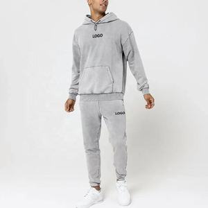 Conjunto de Sudadera con Capucha y Pantalones Deportivos para Hombre, Lavado Ácido, Calidad Premium, Personalizado con Logotipo, Tallas Grandes, para Actividades al Aire Libre - Product Image 4