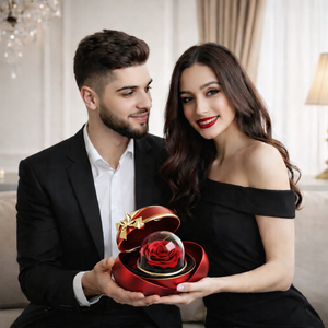 Luxury Preserved Rose Gift <b>Box</b>-Eternal Red Roses Shape Long-Lasting 3-5 Years Valentine's Day Jewelry Storage High Quality - Product Image 4