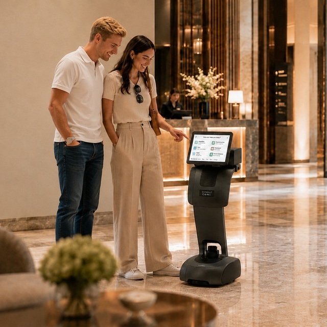 Temi High Quality Food Service Intelligent Remote Control Waiter Robot 13.3" Touchscreen Auto Charge App Control for Delivery