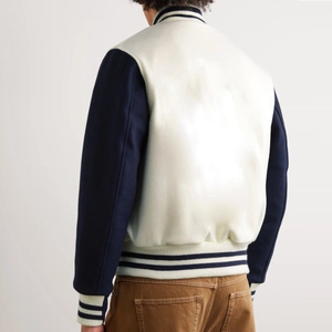 แจ็คเก็ตเบสบอลพรีเมียม Apex Letterman Varsity แบบ OEM แขนผ้าขนสัตว์สั่งทำพิเศษ ป้องกันแบคทีเรีย เป็นมิตรกับสิ่งแวดล้อม กระดุมเขาสัตว์ สำหรับฤดูหนาว ผู้ชาย - Product Image 2
