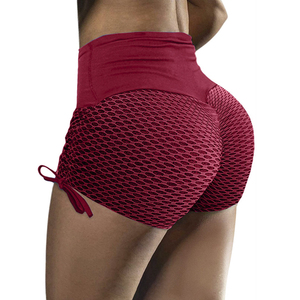 Shorts taille haute froncés sur les côtés pour femme - Motif uni, séchage rapide, respirant, en tissu tricoté nylon 120g, décontracté, été, plage - Product Image 4