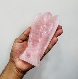 Grande décoration artisanale en cristal de quartz rose, ange de poche pour la maison, la voiture et le bureau - Product Image 4