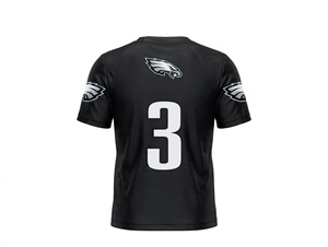 Camiseta deportiva negra de cuello en V, personalizada con el nombre y número del equipo de fútbol americano, diseño de águila, de secado rápido, estilo holgado, gran venta. - Product Image 3