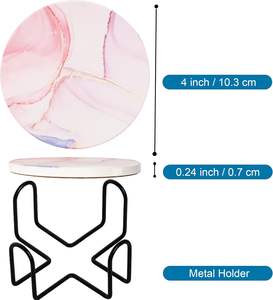 <b>Marble</b> <b>Coasters</b> for Drinks Geode Style Agate Large Absorbent Stone Water Absorbing for Glass Wooden Tabletops - Product Image 5