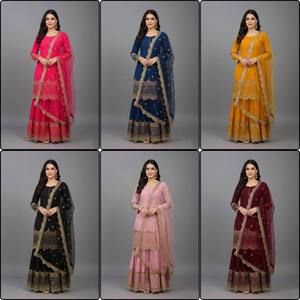 Ensemble de robe de mariée indienne pakistanaise brodée rose pour femmes, longueur au sol, tenue ethnique traditionnelle, polyester, coupe régulière - Product Image 2