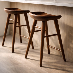Contemporary Solid Teak Wood Counter Height <b>Stool</b> Elegant Minimalist Design for Home and Commercial Interiors. - Product Image 1