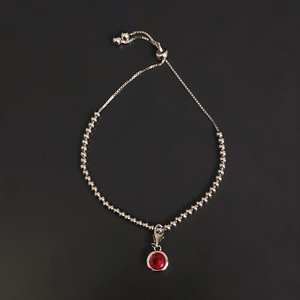 Pulsera con dijes de piedra de nacimiento de plata de ley con rubí, piedra de nacimiento de julio, regalo para mujer - Product Image 4